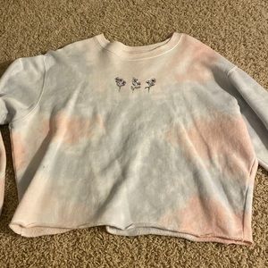 pink/blue tie dye hollister sweatshirt
